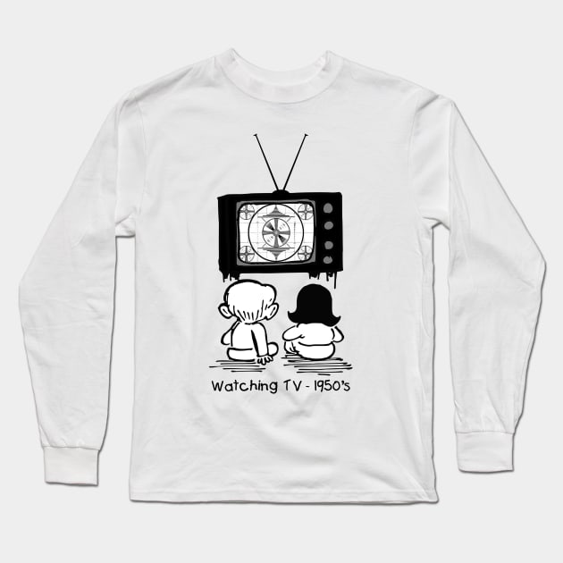 Watching the TV test pattern. 1950's Long Sleeve T-Shirt by fiercewoman101